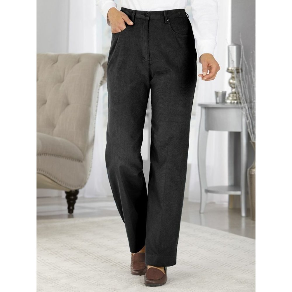 NWT Womens Petite Size 24 24P Haband Black Classic Stretch Corduroy Pants